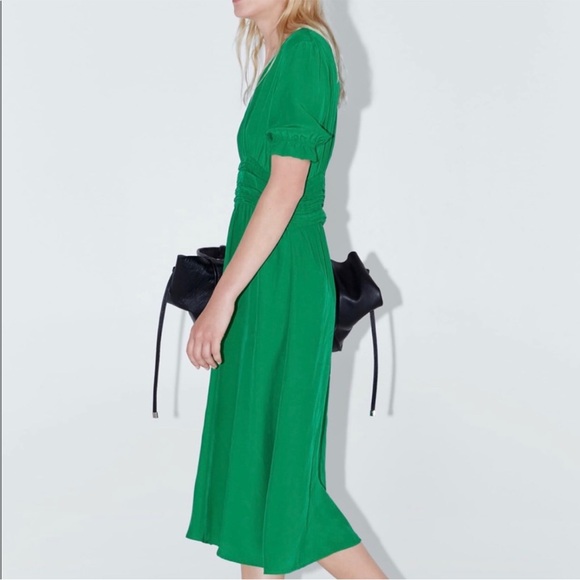 Zara Green Buttoned Dress - Picture 6 of 8